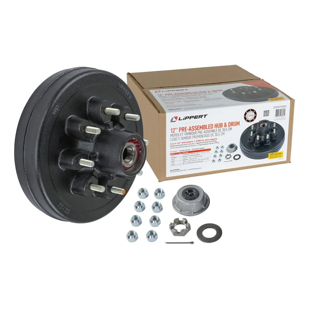 2024013260 – LIPPERT COMP Trailer Brake Hub Assembly, Hub And Drum Fits Lippert 7000 Pound Axle 8 x 6-1/2 Inch Diamet...